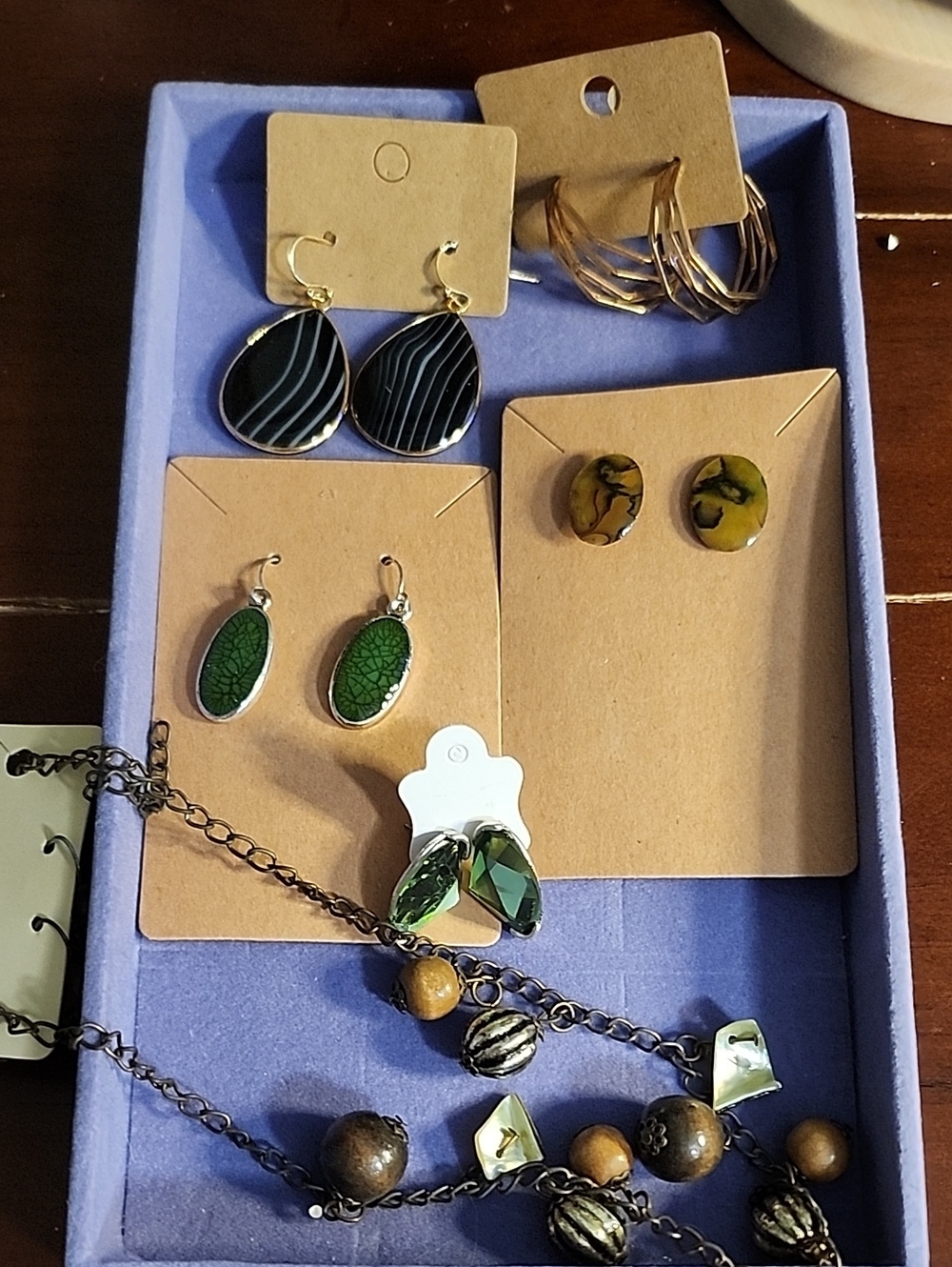Handmade Green and Black Mixed Earrings Set - Women Jewelry